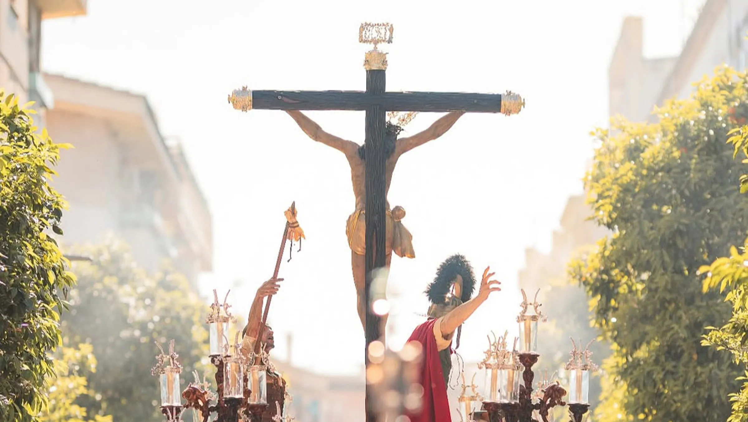 La banda acompañando al Stmo. Cristo de la Agonía en su estación de penitencia